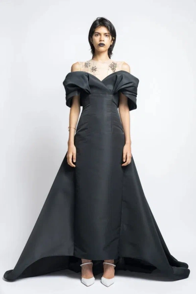 Bibhu Mohapatra Faille Gown With Column Train Skirt