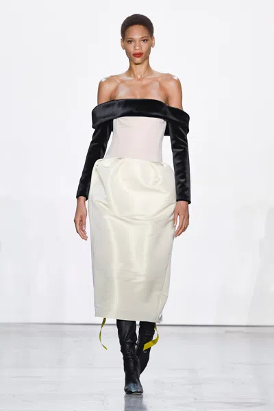 Bibhu Mohapatra Faille Off Shoulder Dress In Ivory