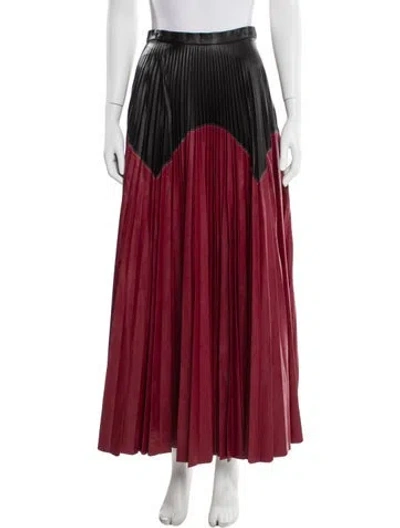 Pre-owned Bibhu Mohapatra Faux Leather Long Skirt In Burgundy