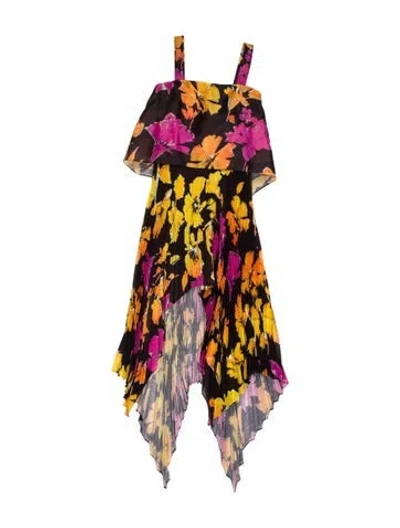 Pre-owned Bibhu Mohapatra Floral Print Long Dress In Black