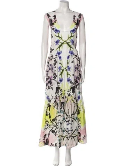 Pre-owned Bibhu Mohapatra Floral Print Long Dress In Multi