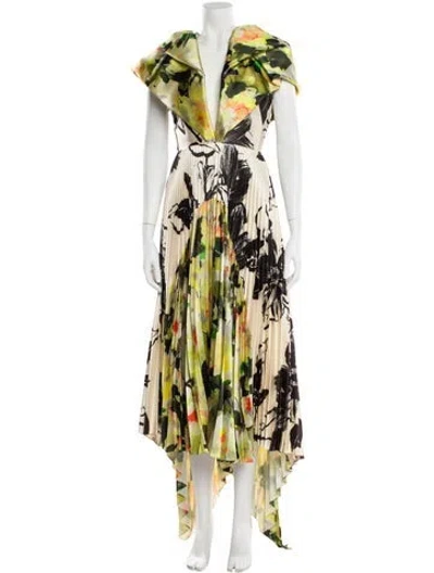 Pre-owned Bibhu Mohapatra Floral Print Long Dress In Neutral