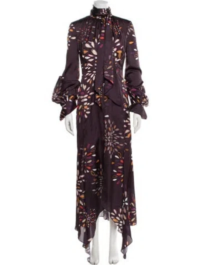 Pre-owned Bibhu Mohapatra Floral Print Long Dress W/ Tags In Brown