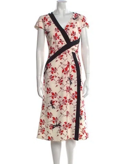 Pre-owned Bibhu Mohapatra Floral Print Midi Length Dress In Neutral