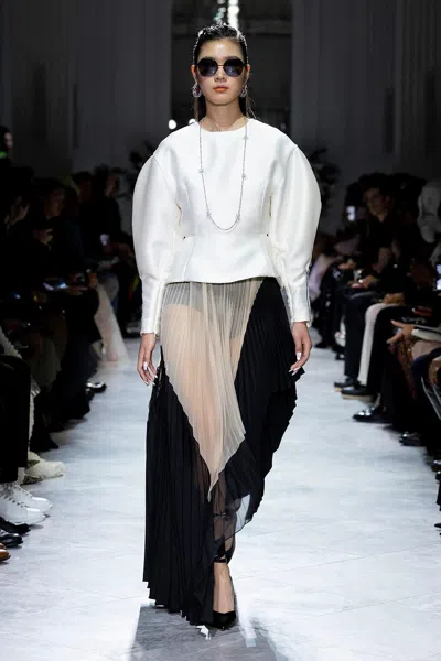 Bibhu Mohapatra Gazar Top With Pleated Skirt In White