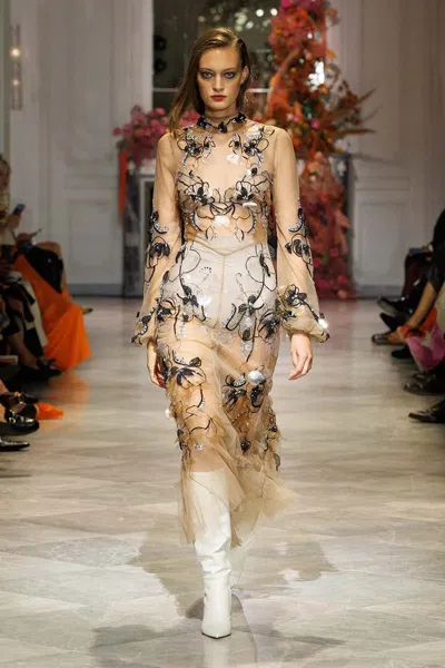Bibhu Mohapatra Glass Petal Embroidered Tulle Dress