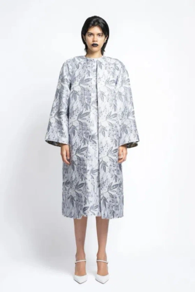 Bibhu Mohapatra Hand-embroidered Shift Dress With Reversible Coat In Gray
