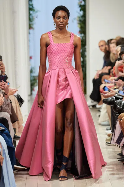 Bibhu Mohapatra High Low Crystal Lattice Gown In Purple