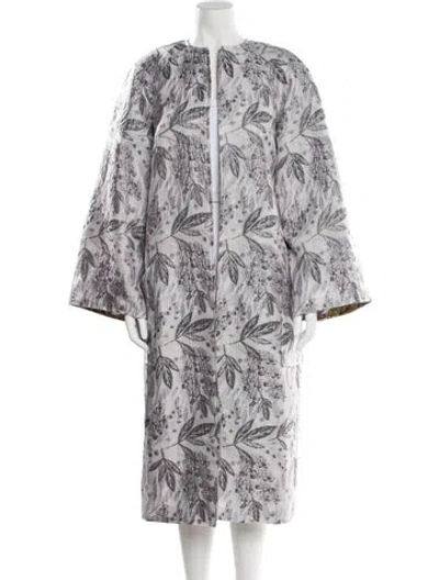 Pre-owned Bibhu Mohapatra Jacquard Printed Faux Fur Coat In Purple