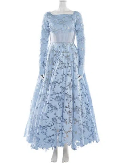 Pre-owned Bibhu Mohapatra Lace Long Dress In Blue