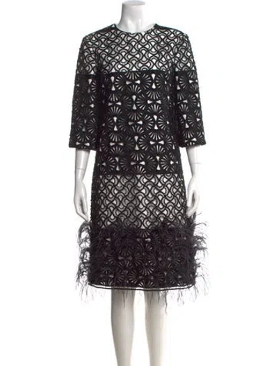 Pre-owned Bibhu Mohapatra Lace Pattern Knee-length Dress In Black