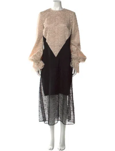 Pre-owned Bibhu Mohapatra Lace Pattern Long Dress In Black