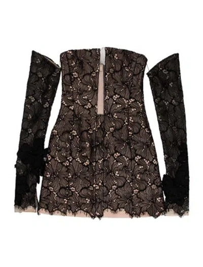 Pre-owned Bibhu Mohapatra Lace Pattern Mini Dress In Black
