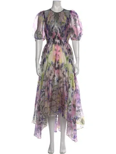 Pre-owned Bibhu Mohapatra Linen Midi Length Dress In Purple
