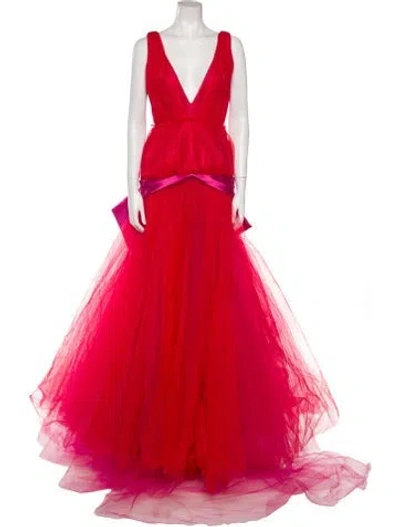 Pre-owned Bibhu Mohapatra Mesh Long Dress In Red