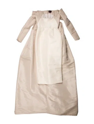 Pre-owned Bibhu Mohapatra Mock Neck Long Dress In Neutral