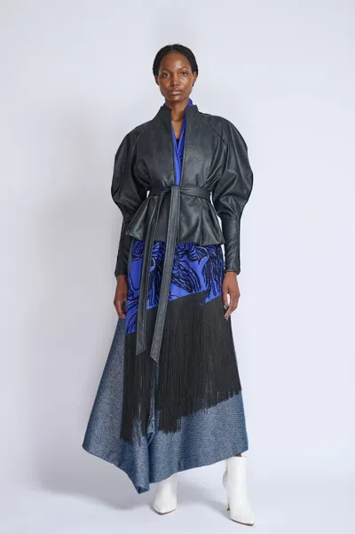 Bibhu Mohapatra Onyx Vegan Leather Jacket In Blue