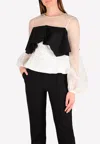Bibhu Mohapatra Organza Ruffle Top In Monochrome