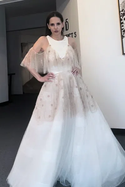 Bibhu Mohapatra Pale Gold Cosmic Tulle Gown In Pink