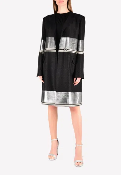 Bibhu Mohapatra Patterned Contrast Long Sleeved Coat In Black