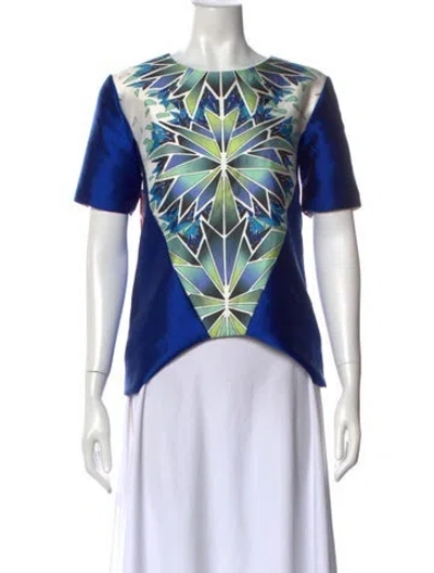Pre-owned Bibhu Mohapatra Patterned Crew Neck Top In Multi
