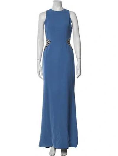 Pre-owned Bibhu Mohapatra Patterned Long Dress In Blue