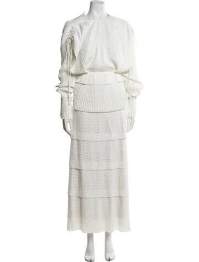 Pre-owned Bibhu Mohapatra Patterned Pleated Accents Skirt Set In Neutral