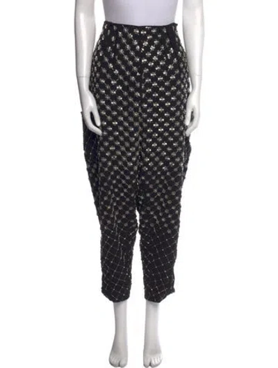 Pre-owned Bibhu Mohapatra Patterned Straight Leg Pants In Black