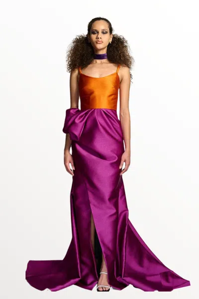 Bibhu Mohapatra Pebbled Barathea Gown In Orange