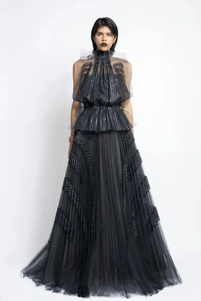 Bibhu Mohapatra Pleated Gown With Blouson Top