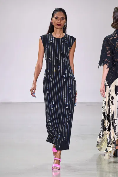 Bibhu Mohapatra Ponte Crystal Embroidered Dress In Black