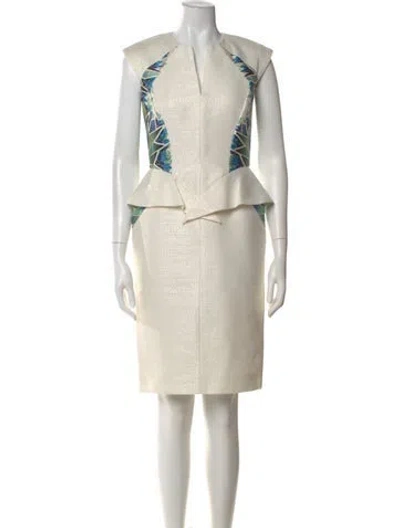 Pre-owned Bibhu Mohapatra Printed Knee-length Dress In Neutral