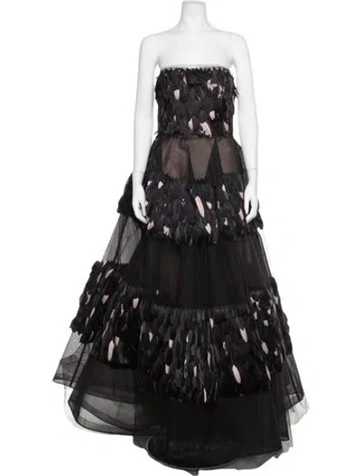 Pre-owned Bibhu Mohapatra Printed Long Dress In Black