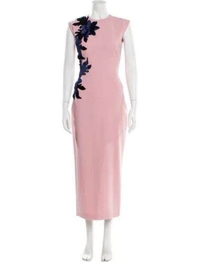 Pre-owned Bibhu Mohapatra Printed Long Dress In Pink