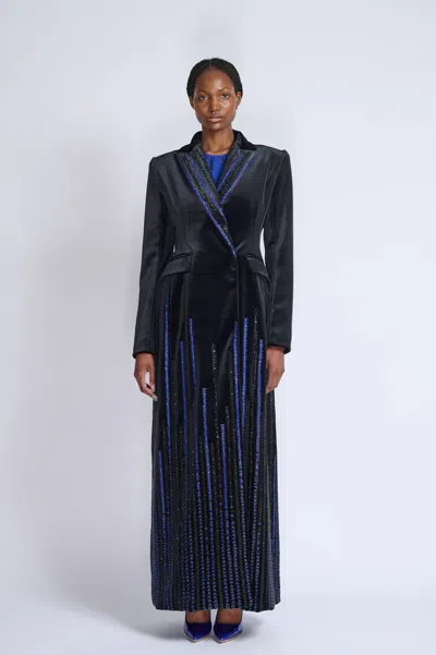 Bibhu Mohapatra Rayure Embroidered Velvet Refer Coat