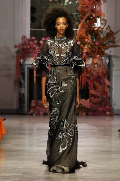 Bibhu Mohapatra Rhyme Embroidered Gown In Black
