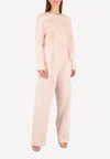 Bibhu Mohapatra Round Neck Feather Top In Pink