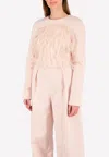 Bibhu Mohapatra Round Neck Feather Top In Pink