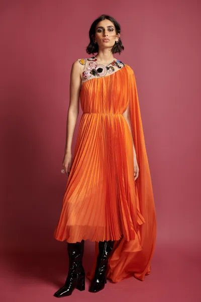 Bibhu Mohapatra Silk Chiffon Dress In Orange