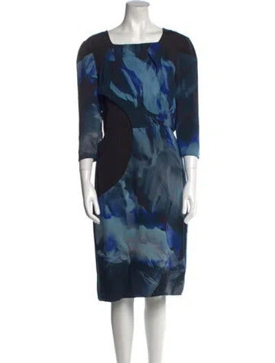 Pre-owned Bibhu Mohapatra Silk Midi Length Dress In Blue