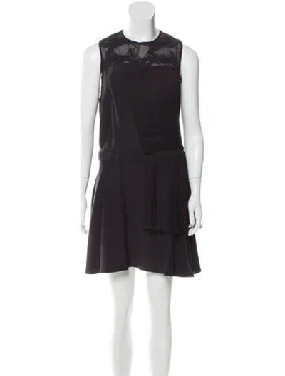 Pre-owned Bibhu Mohapatra Silk Pleated-trimmed Dress In Black