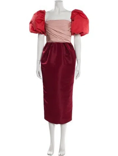 Pre-owned Bibhu Mohapatra Square Neckline Knee-length Dress In Burgundy