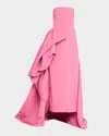 Bibhu Mohapatra Strapless Gown W/ Draped Blossom Train In Pink
