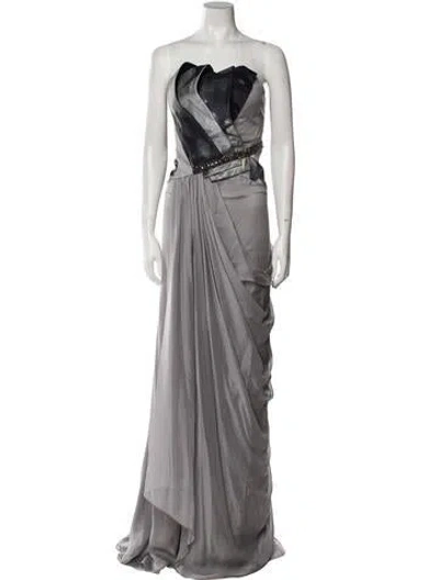 Pre-owned Bibhu Mohapatra Strapless Long Dress In Gray