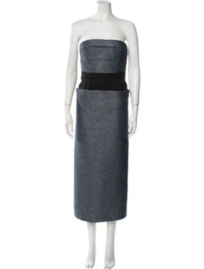 Pre-owned Bibhu Mohapatra Strapless Midi Length Dress In Blue