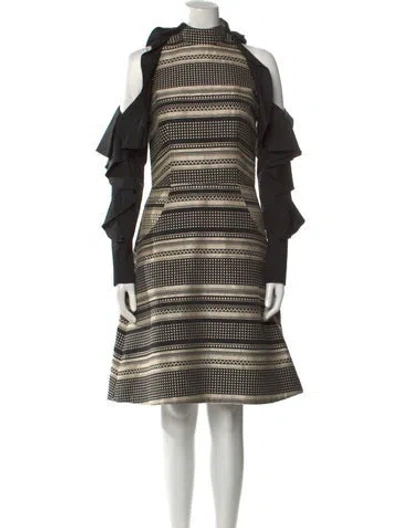 Pre-owned Bibhu Mohapatra Striped Knee-length Dress In Black