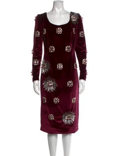 Pre-owned Bibhu Mohapatra Velour Knee-length Dress In Burgundy