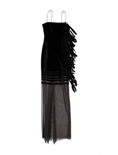 Pre-owned Bibhu Mohapatra Velvet Long Dress In Black