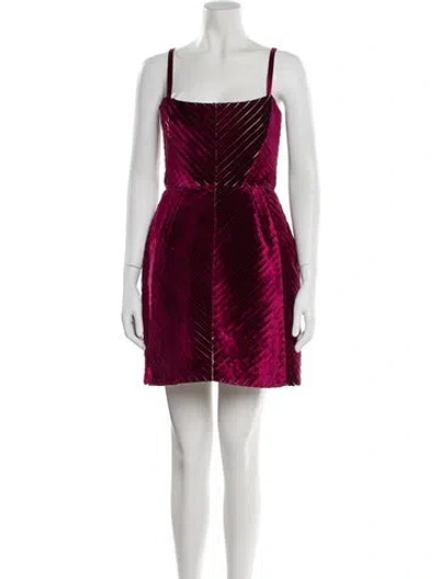 Pre-owned Bibhu Mohapatra Velvet Mini Dress In Burgundy