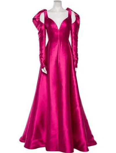 Pre-owned Bibhu Mohapatra V-neck Long Dress In Pink